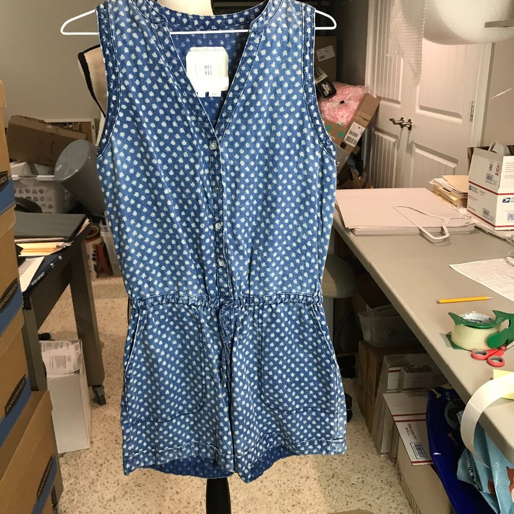 Women's Hei Hei sleeveless Blue linen blend romper Size M